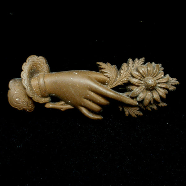 1870’s Hand selling holding bouquet brooch