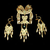 Etruscan Revival Pin and Earrings Set