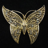 Butterfly Pin Filigree Silver Marcasites Vintage
