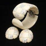 Checkerboard Clamper Bracelet and Earrings Set