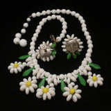 Daisy Flower Set Necklace Earrings West Germany Vintage