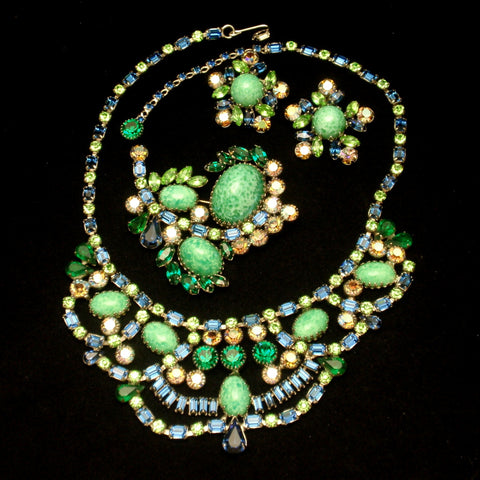 Vintage Necklace Pin and Earrings Set