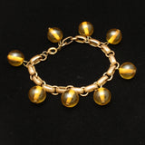 Yellow Glass Balls Charm Bracelet Vintage