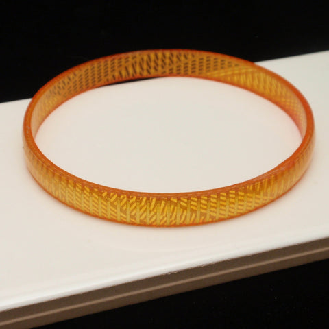 Orange Plastic Bangle Bracelet with Subtle Stripes