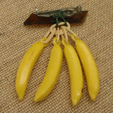 Bananas Pin Vintage Plastic Dangling Fruit Brooch