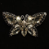 Butterfly Brooch Pin Smoky and Black Rhinestones Vintage