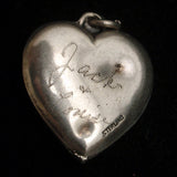 Puffy Heart Charm Vintage Sterling Silver Repousse Engraved Jack & Louise