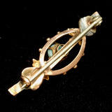 Antique 9k Gold Bar Pin Turquoise Cab Seed Pearls c1906 Chester Hallmark