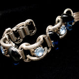 Blue Glass Stones Chunky Bracelet Vintage
