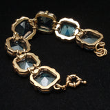 Cerulean Blue Glass Stones Bracelet Vintage