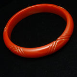 Carved Red Bangle Bracelet Vintage Plastic 1/2" Wide