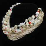 Multi Strand Vintage Necklace Specialty Glass Beads and Stones