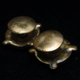 Cuff Buttons Cuff Links Vintage Ship's Wheel & Engraved Flowers Gold Filled