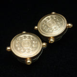 Cuff Buttons Cuff Links Vintage Ship's Wheel & Engraved Flowers Gold Filled