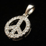 Peace Sign Pendant Charm Sterling Silver CZ