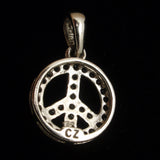 Peace Sign Pendant Charm Sterling Silver CZ