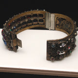 Multi-Color Open-Back Stones Hinged Bangle Bracelet