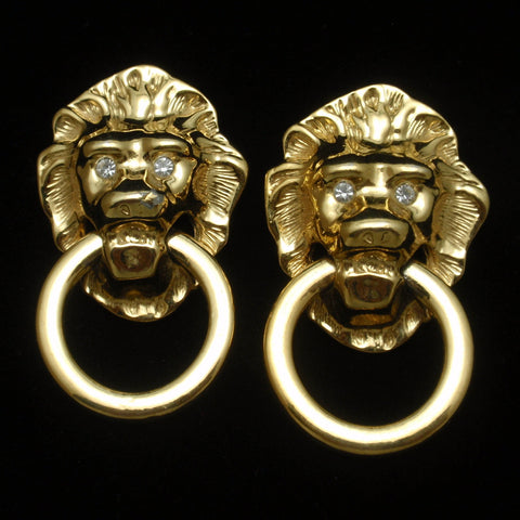 Lion Door Knocker Earrings KJL Avon