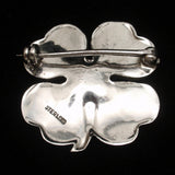Four Leaf Clover Pin Sterling Silver Enamel Vintage
