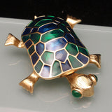 Turtle Brooch Pin Head Moves Vintage by Erwin Pearl