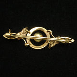 10k Yellow Gold Beauty Pin with Pearls and Enamel Antique