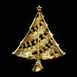 Christmas Tree Brooch Pin Vintage Rhinestones Enamel