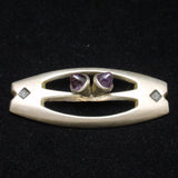 Silver Pin with Amethyst Bullet Cabs Vintage Arts & Crafts