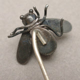 Insect Fly Stick Pin with Silver and Tiger's Eye Body Vintage