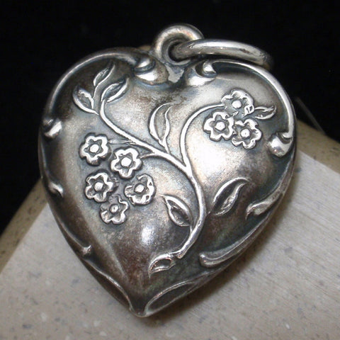 Vintage Silver Puffy Heart Charm