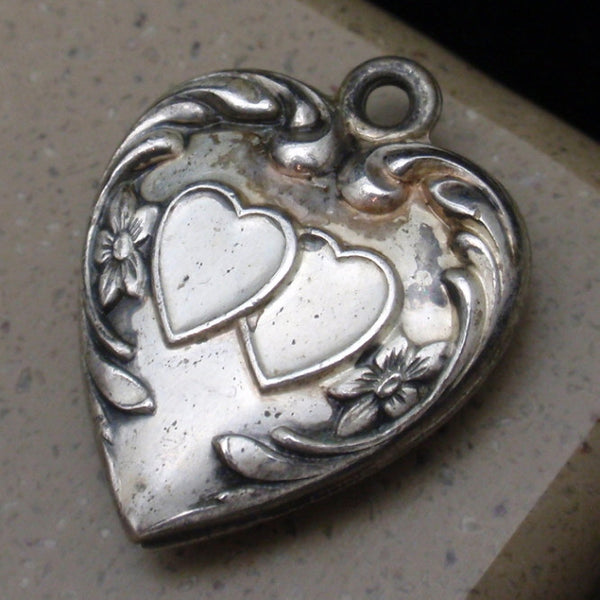 Sterling silver buy etched puffy heart