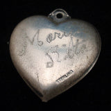 Puffy Heart Charm Vintage Sterling Silver Engraved Mary Rita