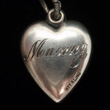 Puffy Heart Charm Vintage Sterling Silver Calla Lily Engraved Manny