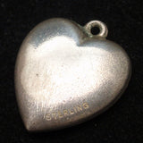 Puffy Heart Charm Vintage Sterling Silver I LOVE U Sash