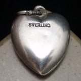 Puffy Heart Charm Vintage Sterling Silver Enamel
