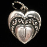 Puffy Heart Charm Vintage Sterling Silver Engraved RL