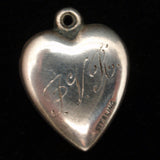 Puffy Heart Charm "Your Heart For Keeps" Rebus Engraved J.V.R.