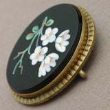 Glass Painted Flowers on Victorian Brooch Pin