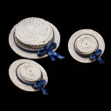 Lady's Hat Pin & Earrings Set Vintage Pastelli Enamel White & Blue