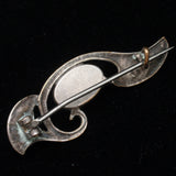 Peacock Eye Glass & Silver Lotus Pin Vintage
