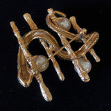 Snake and Bamboo Brooch Pin Vintage Erwin Pearl