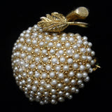 Apple Fruit Pin Studded with Pearlized Seed Beads Vintage