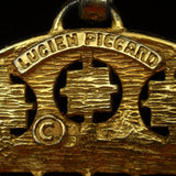 Lucien Piccard Medallion Necklace Vintage Cobalt Blue Stones