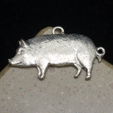 Pig Charm Vintage Sterling Silver Flat