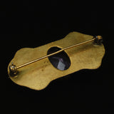 Antique Brooch Pin Scroll Work Large Purple Glass Stone