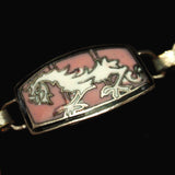 Dragons & Flowers Bracelet Vintage 1920s Enamel Carved Glass