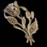 Vintage Rhinestones Pot Metal Flower Brooch Pin