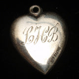 Puffy Heart Charm Sterling Silver Vintage Engraved LHB EB