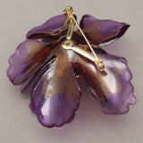 Purple Flower Pin Large Dimensional Rhinestones Brooch Vintage