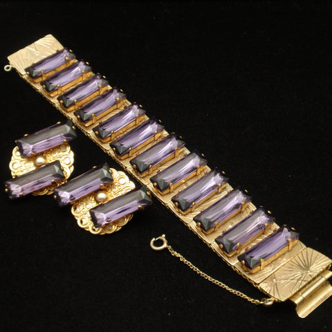 Purple Bracelet & Earrings Set