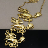 Qilin Dragon Necklace Figural Breastplate Runway Vintage Large